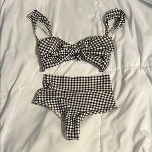 Montce Black and White Gingham High-Waist Bikini
